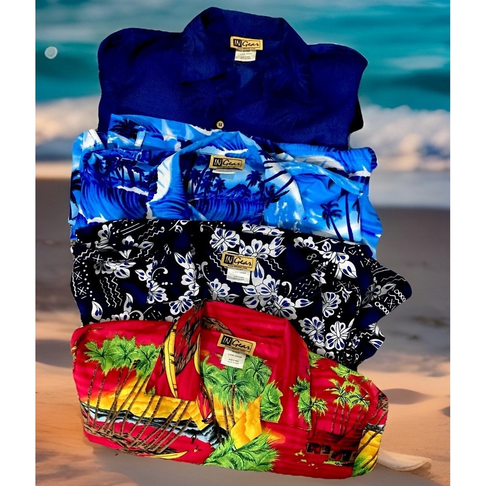 IN Gear Hawaiian Shirt Lot 4 XL Tropical Button Father's  Day KOH531 Bundle